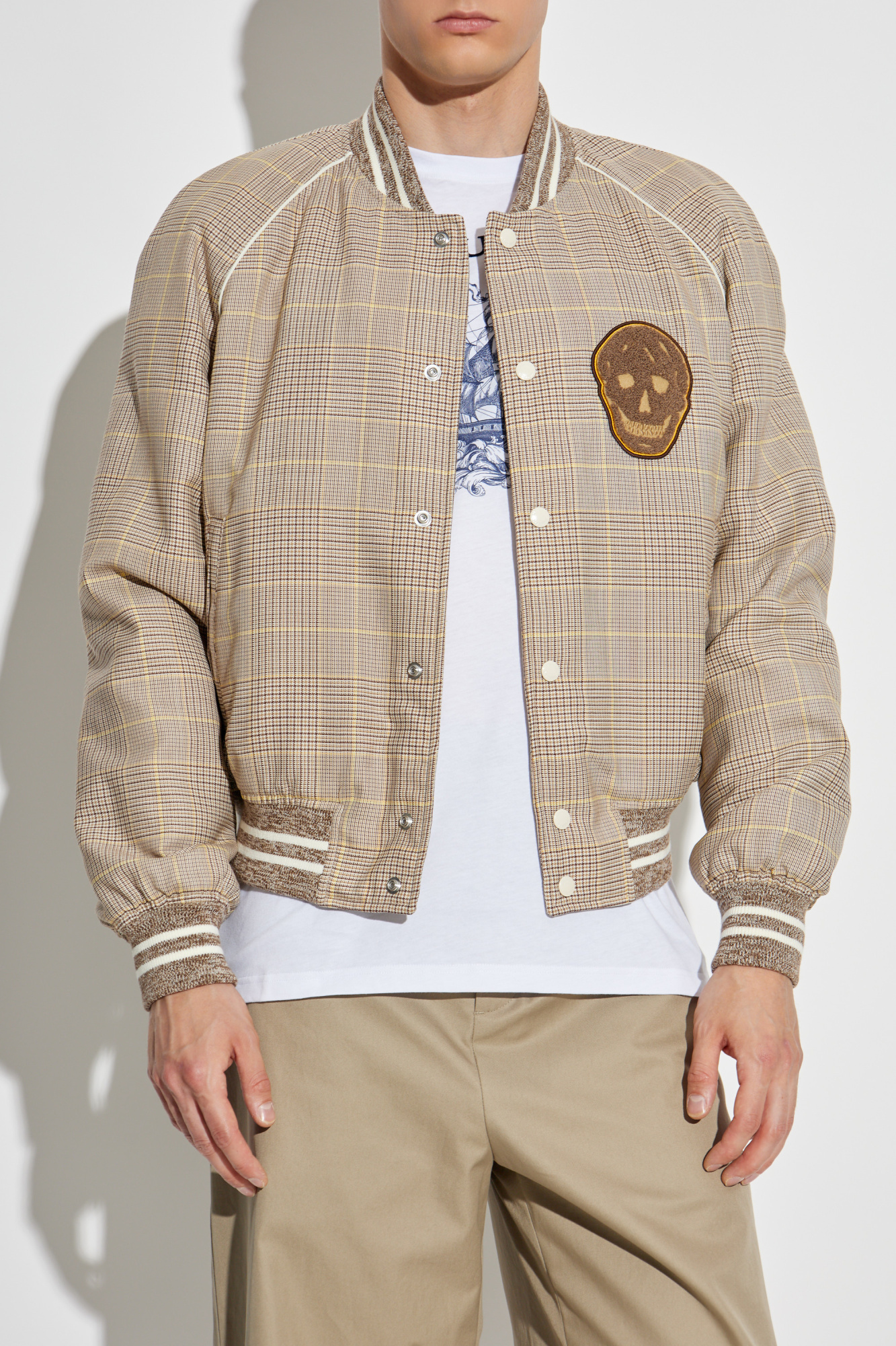 Beige Bomber jacket with a check pattern Alexander McQueen